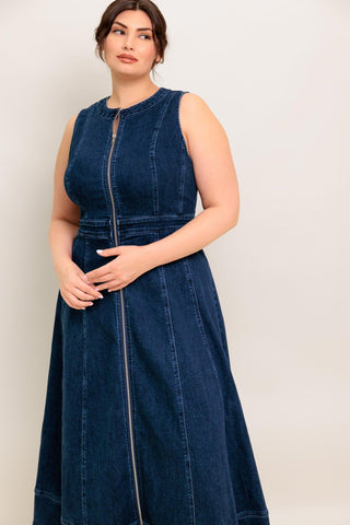 RAW BEAUTY DENIM MIDI DRESS - Glamourous Grace