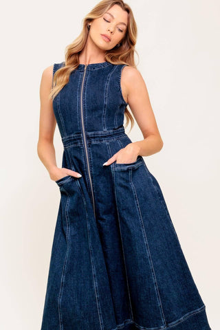 RAW BEAUTY DENIM MIDI DRESS - Glamourous Grace
