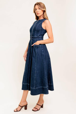 RAW BEAUTY DENIM MIDI DRESS - Glamourous Grace