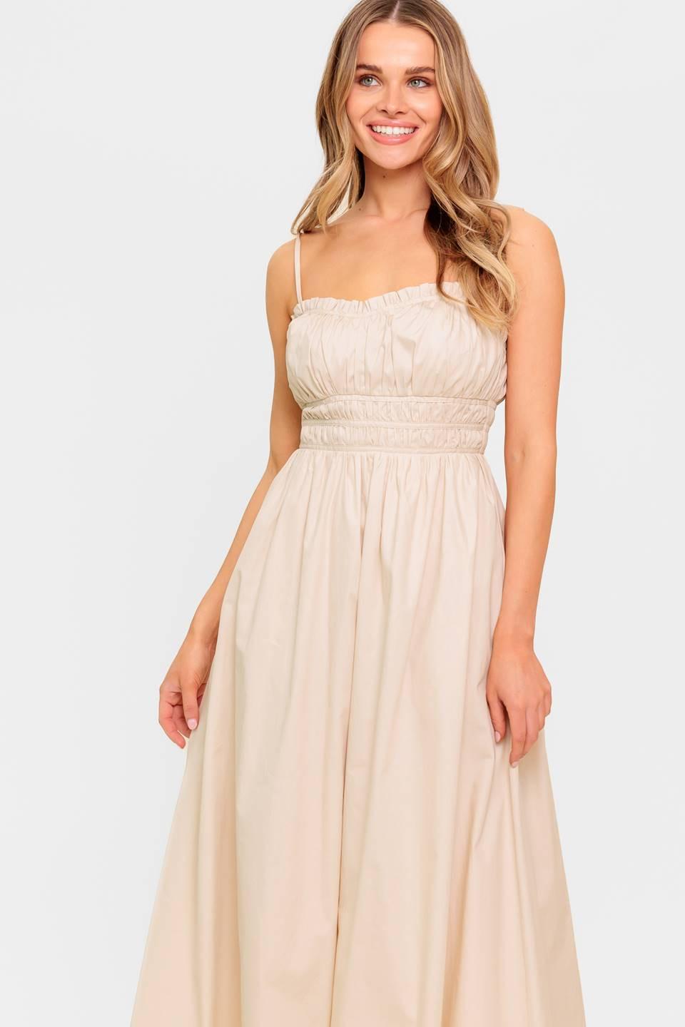 HONEY SUNSET CREAM WOVEN MIDI DRESS - Glamourous Grace
