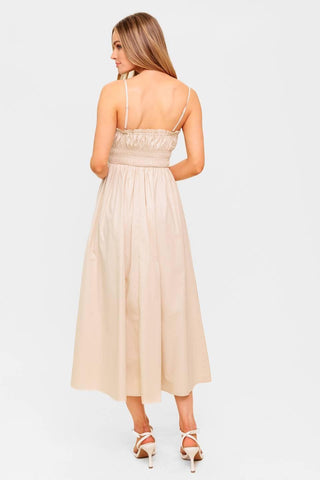 HONEY SUNSET CREAM WOVEN MIDI DRESS - Glamourous Grace