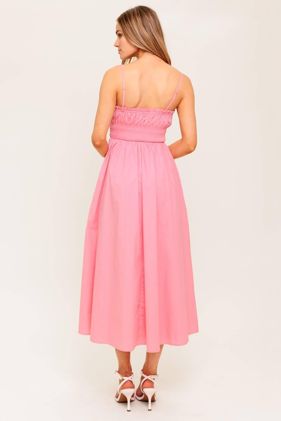 HONEY SUNSET PINK WOVEN MIDI DRESS - Glamourous Grace
