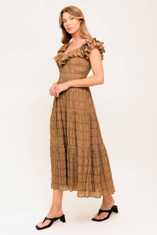 NATURAL BALANCE WOVEN MIDI DRESS - Glamourous Grace