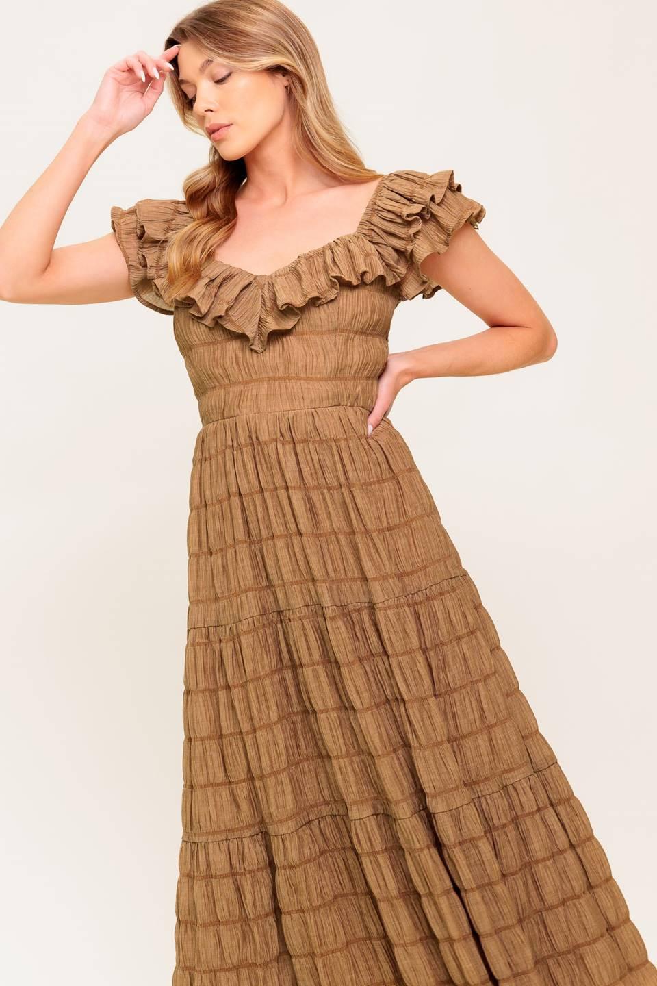 NATURAL BALANCE WOVEN MIDI DRESS - Glamourous Grace