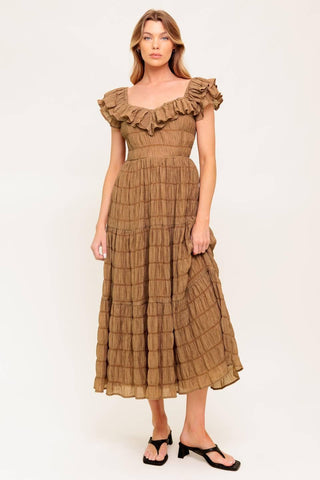 NATURAL BALANCE WOVEN MIDI DRESS - Glamourous Grace
