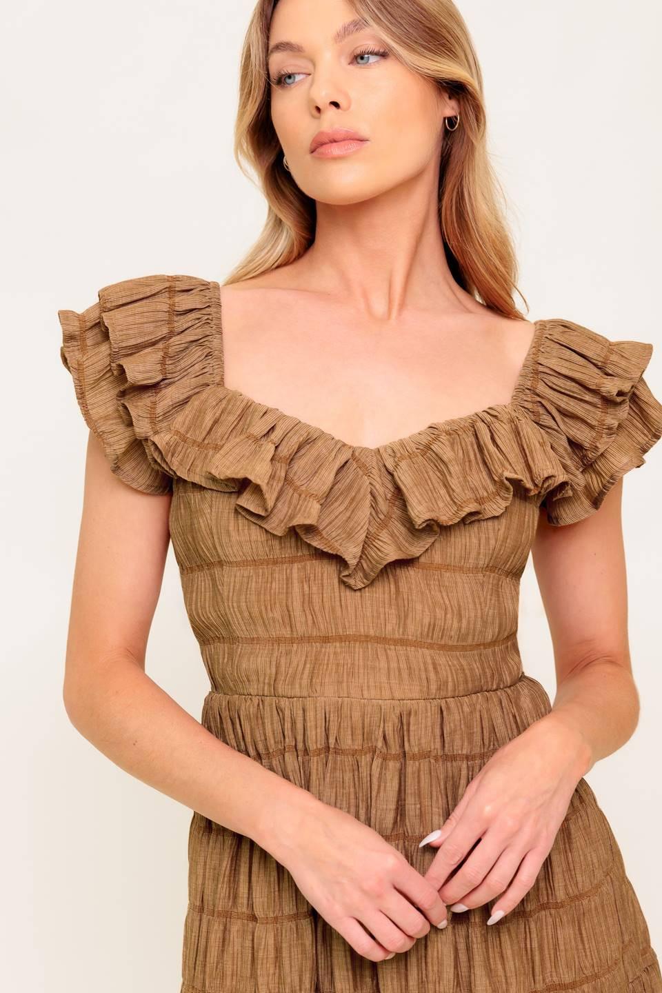 NATURAL BALANCE WOVEN MIDI DRESS - Glamourous Grace