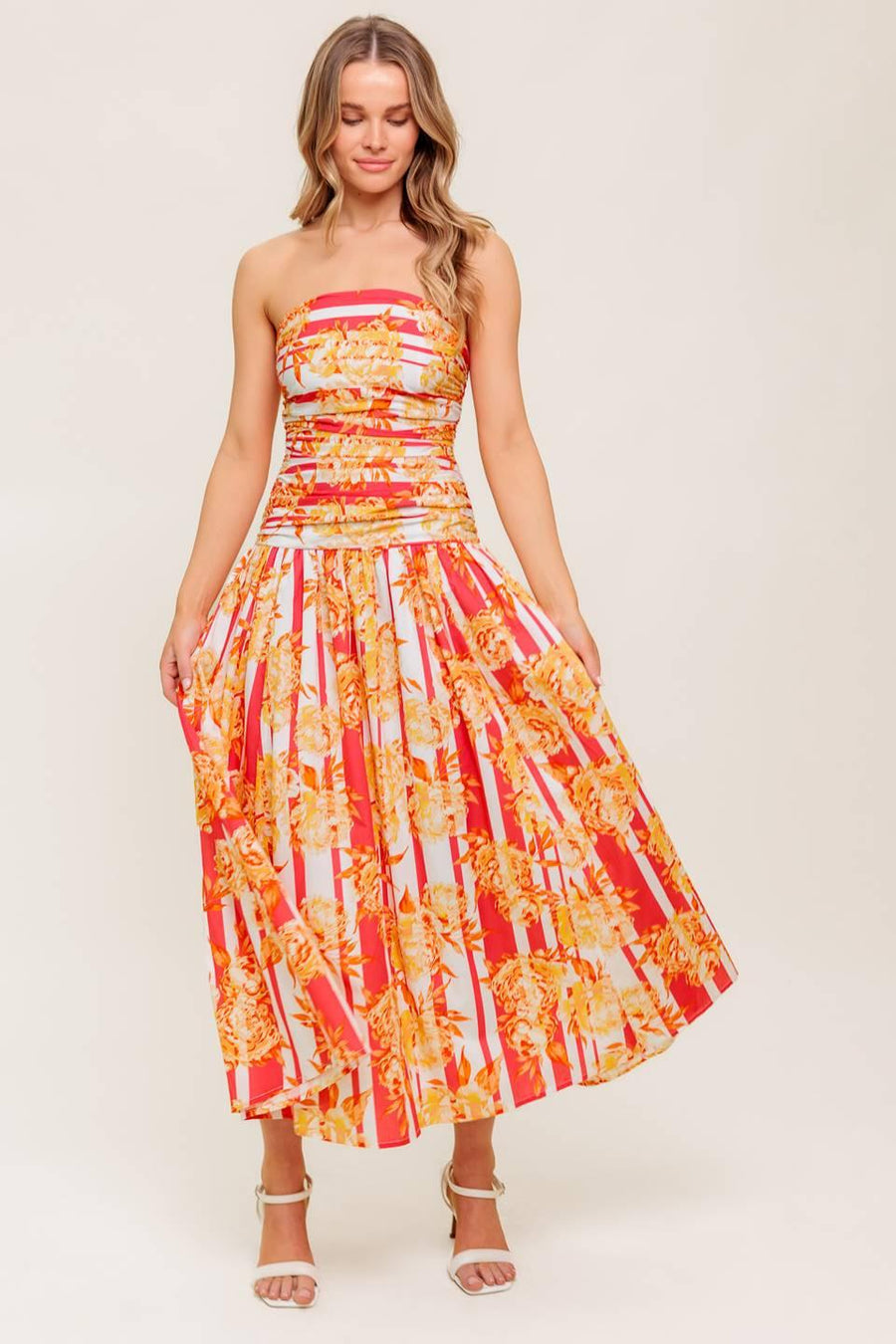 PEONY STORM DANCE WOVEN MIDI DRESS - Glamourous Grace