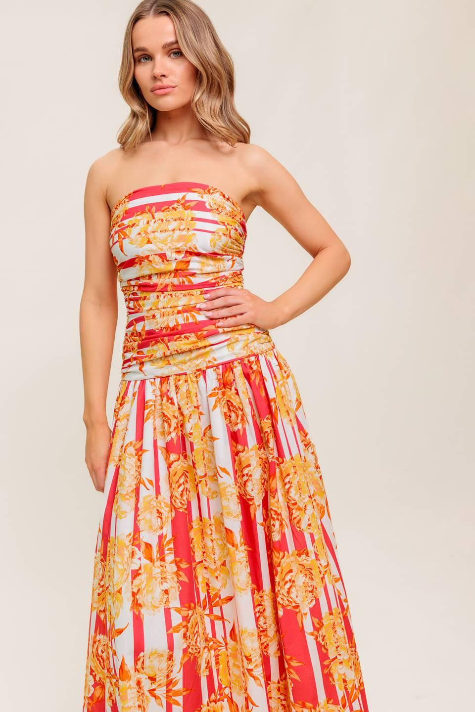 PEONY STORM DANCE WOVEN MIDI DRESS - Glamourous Grace