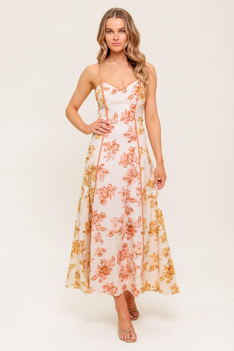 SANDSTONE PETAL WOVEN MIDI DRESS - Glamourous Grace