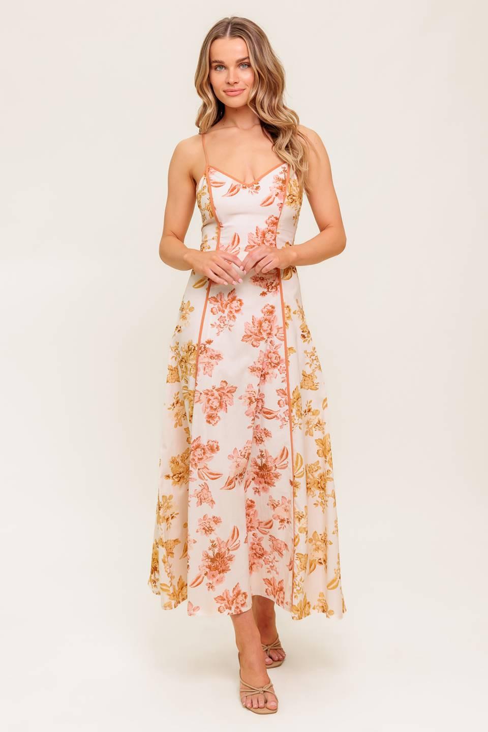 SANDSTONE PETAL WOVEN MIDI DRESS - Glamourous Grace