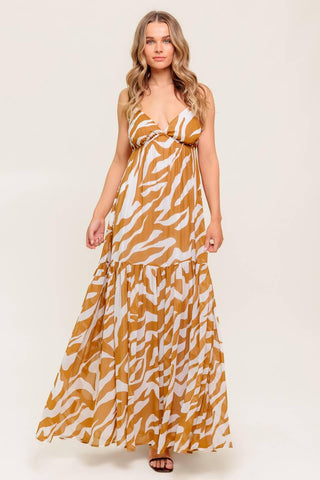 DEW KISS ALMOND WOVEN MAXI DRESS - Glamourous Grace