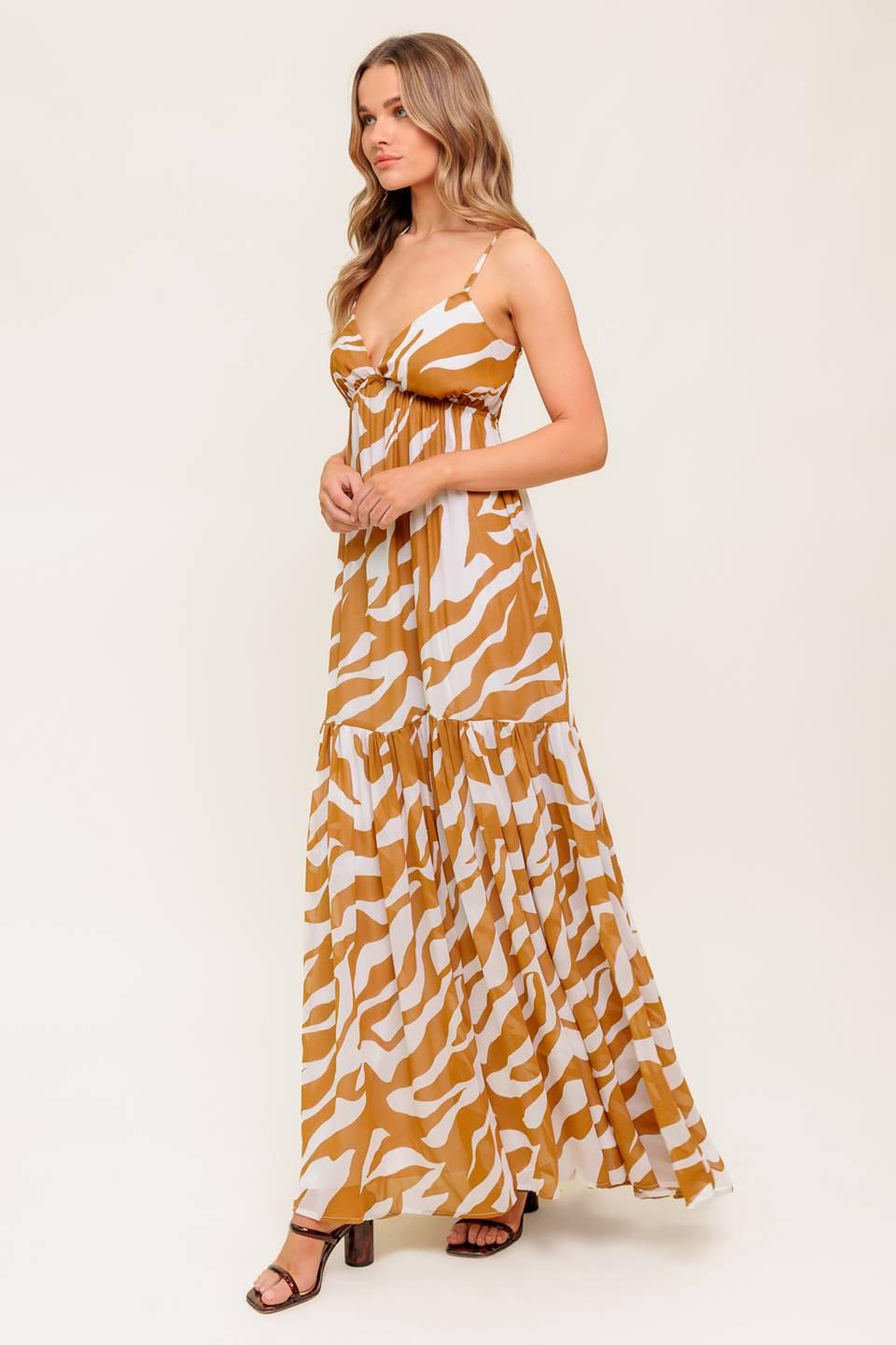 DEW KISS ALMOND WOVEN MAXI DRESS - Glamourous Grace