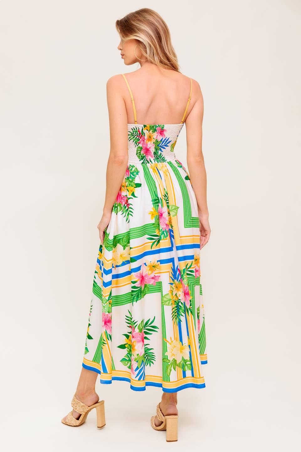 FLORAL HARMONY WOVEN MIDI DRESS - Glamourous Grace