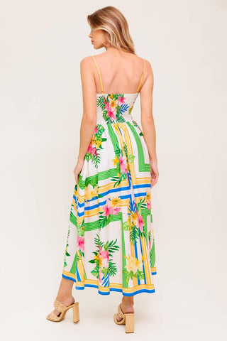 FLORAL HARMONY WOVEN MIDI DRESS - Glamourous Grace