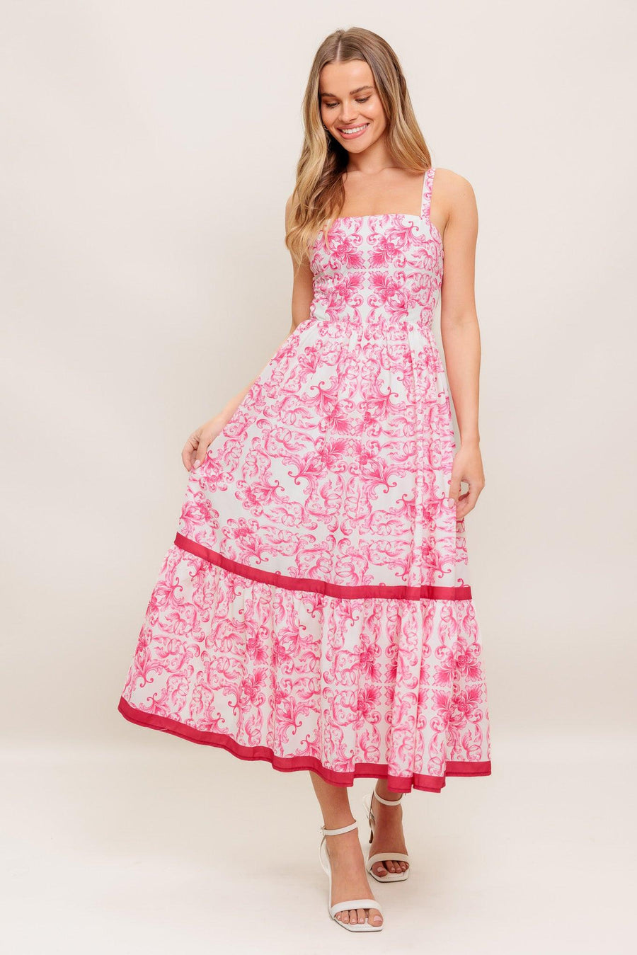 ROSÉ GARDEN WOVEN MIDI DRESS - Glamourous Grace