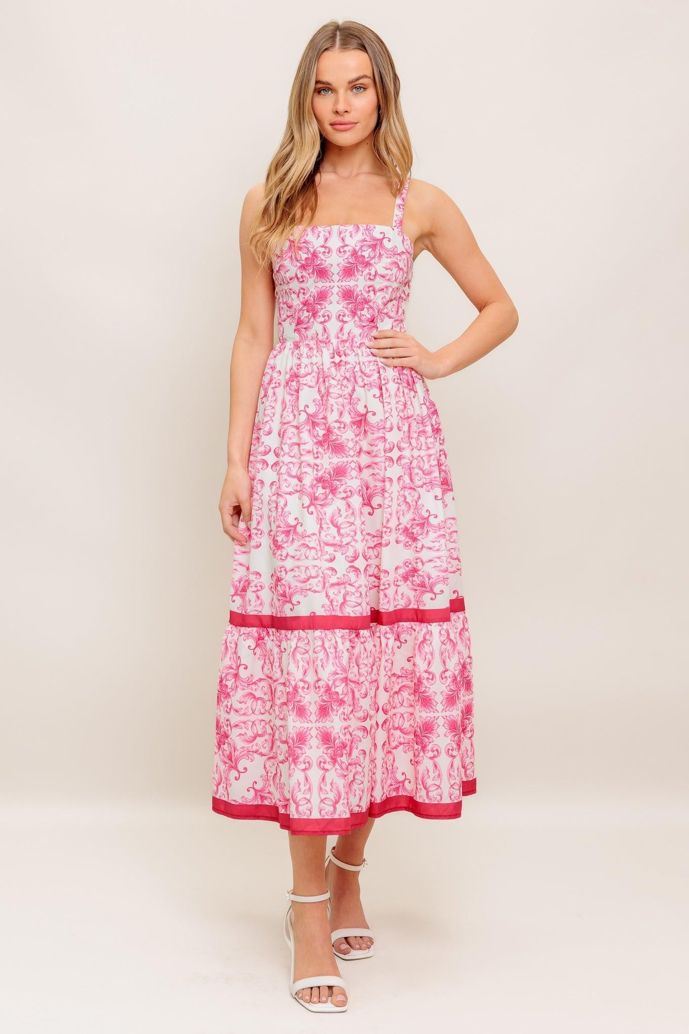 ROSÉ GARDEN WOVEN MIDI DRESS - Glamourous Grace