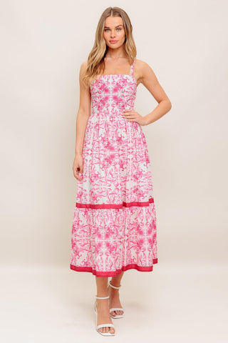 ROSÉ GARDEN WOVEN MIDI DRESS - Glamourous Grace