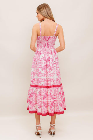 ROSÉ GARDEN WOVEN MIDI DRESS - Glamourous Grace