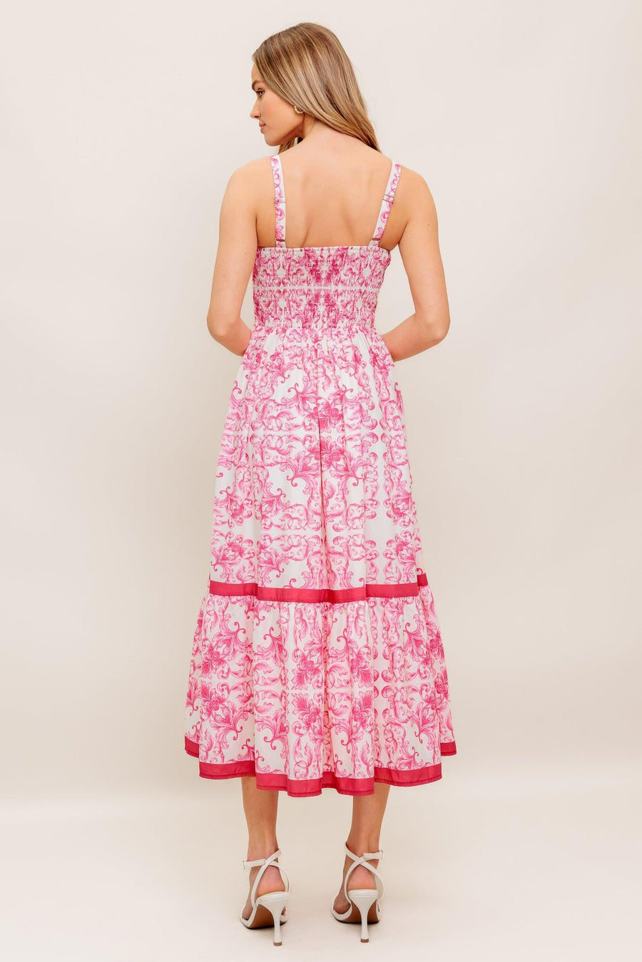 ROSÉ GARDEN WOVEN MIDI DRESS - Glamourous Grace