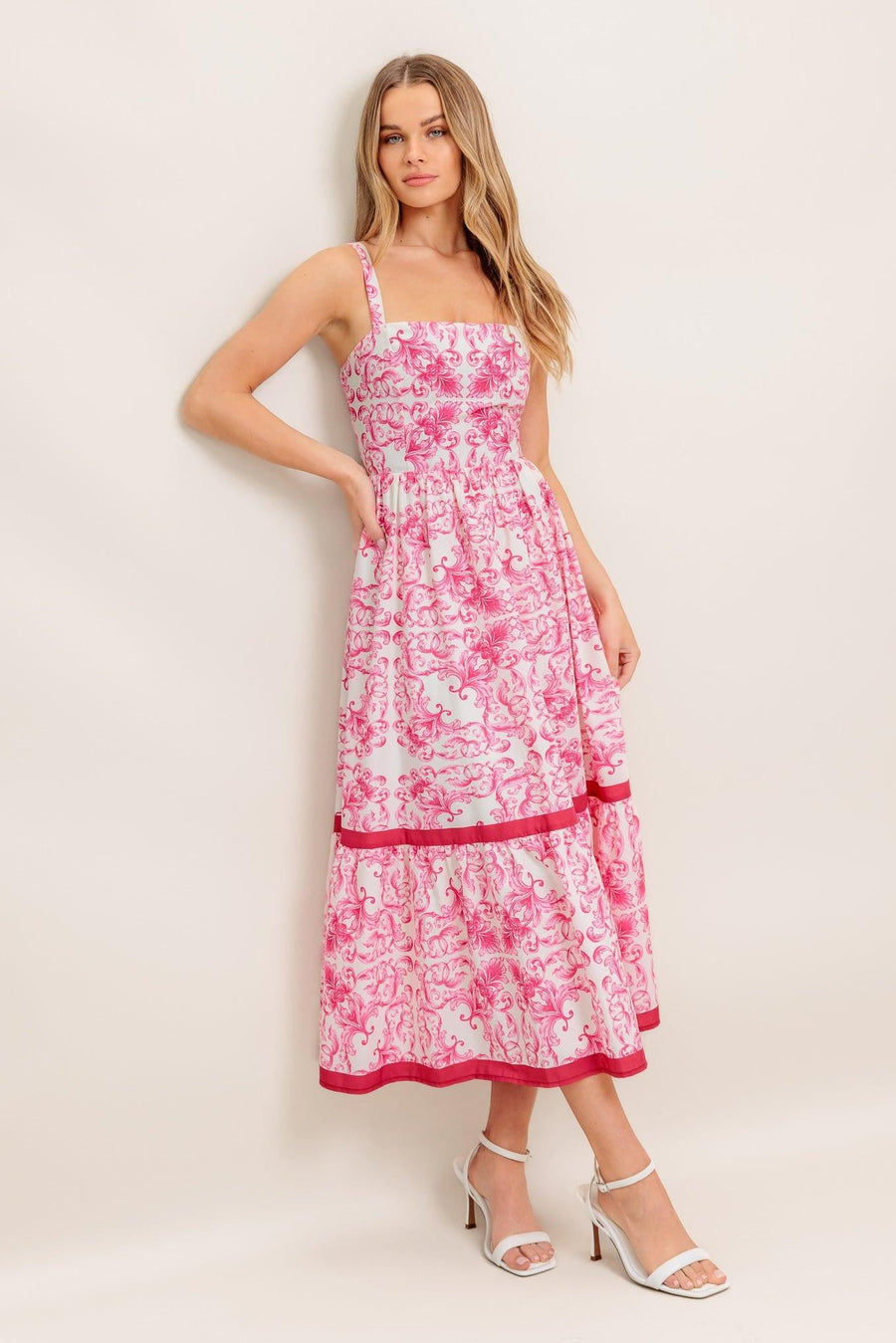 ROSÉ GARDEN WOVEN MIDI DRESS - Glamourous Grace