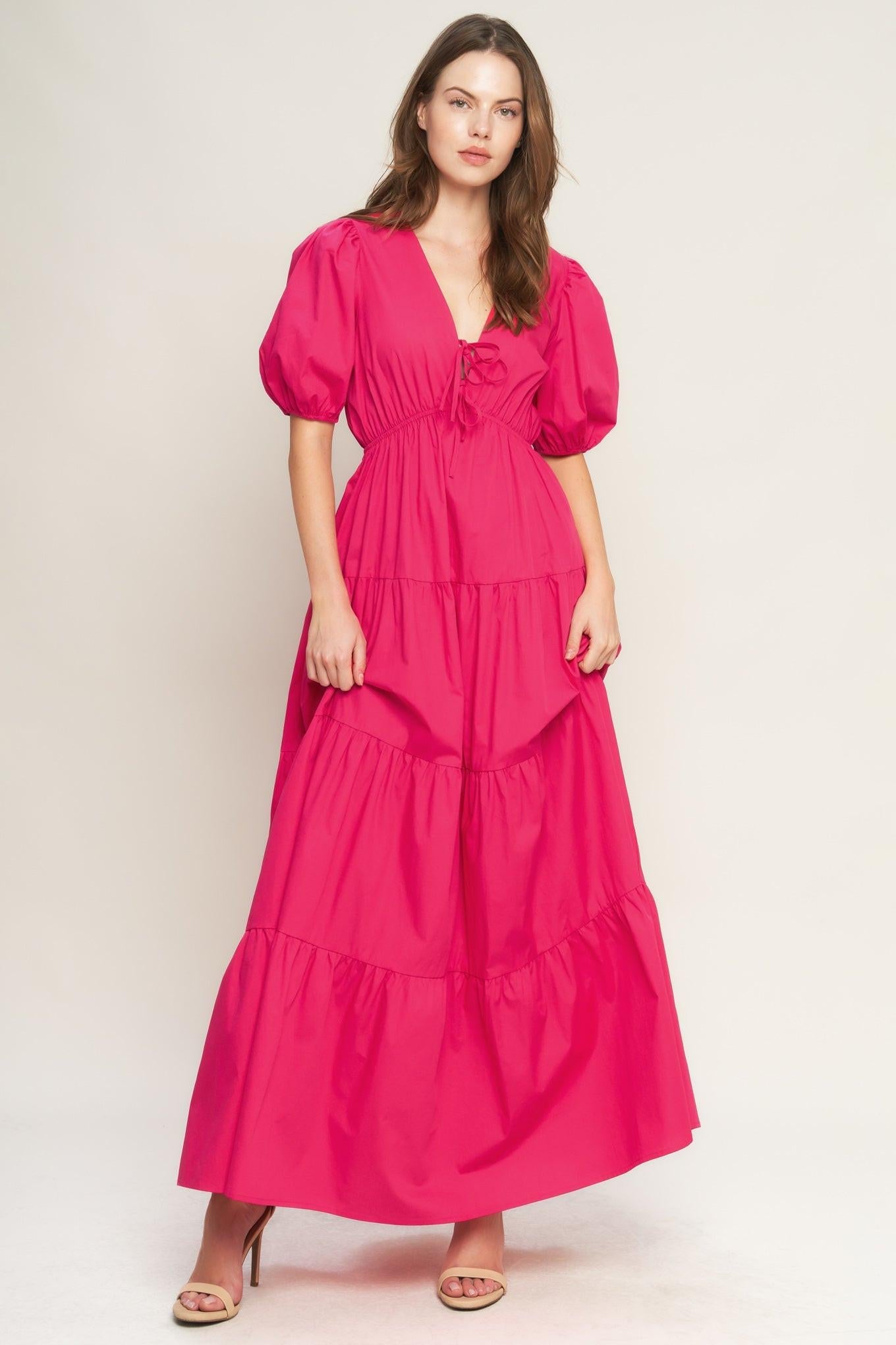 SUMMER GLOW FUCHSIA WOVEN MAXI DRESS - Glamourous Grace