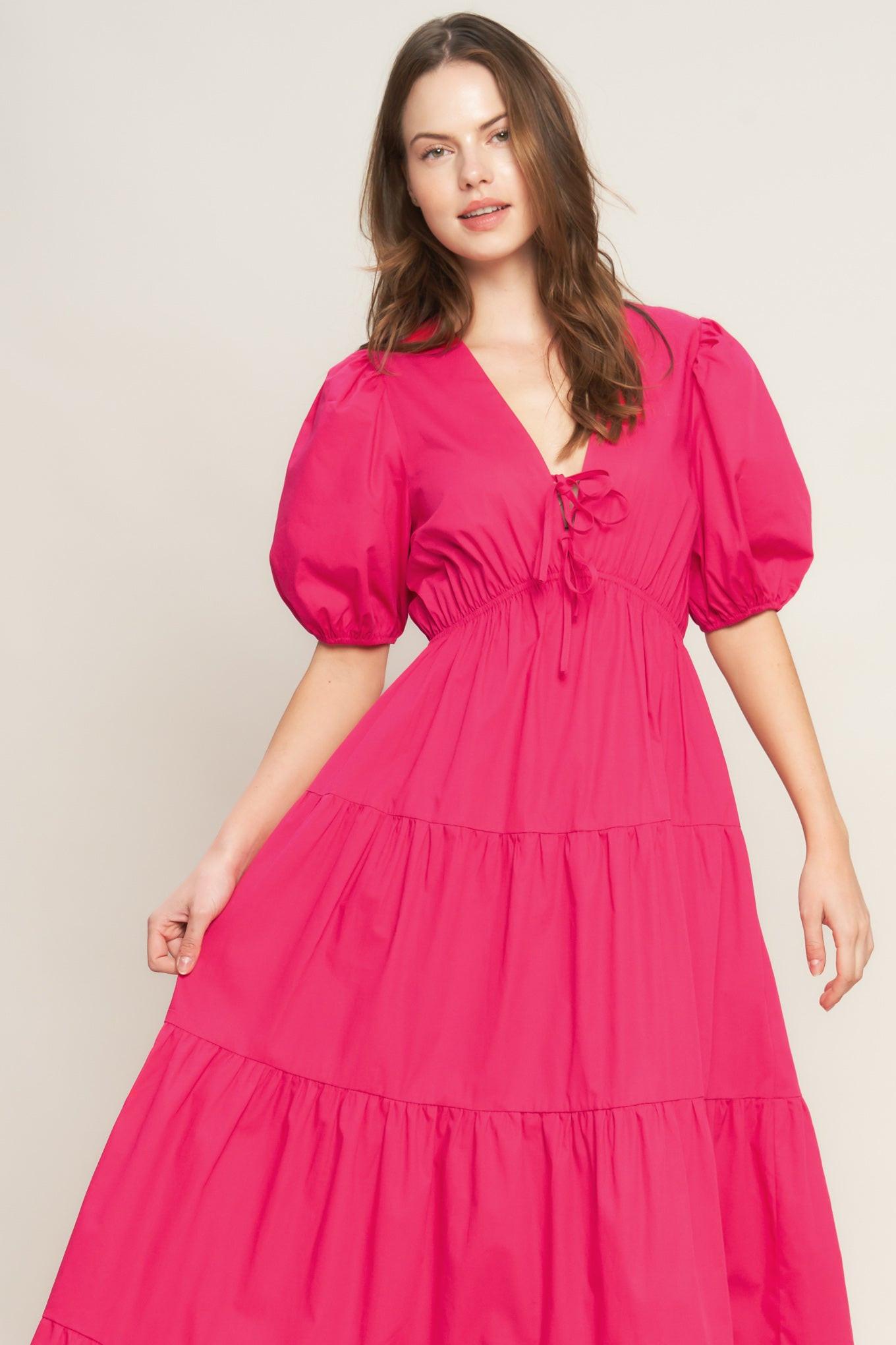 SUMMER GLOW FUCHSIA WOVEN MAXI DRESS - Glamourous Grace