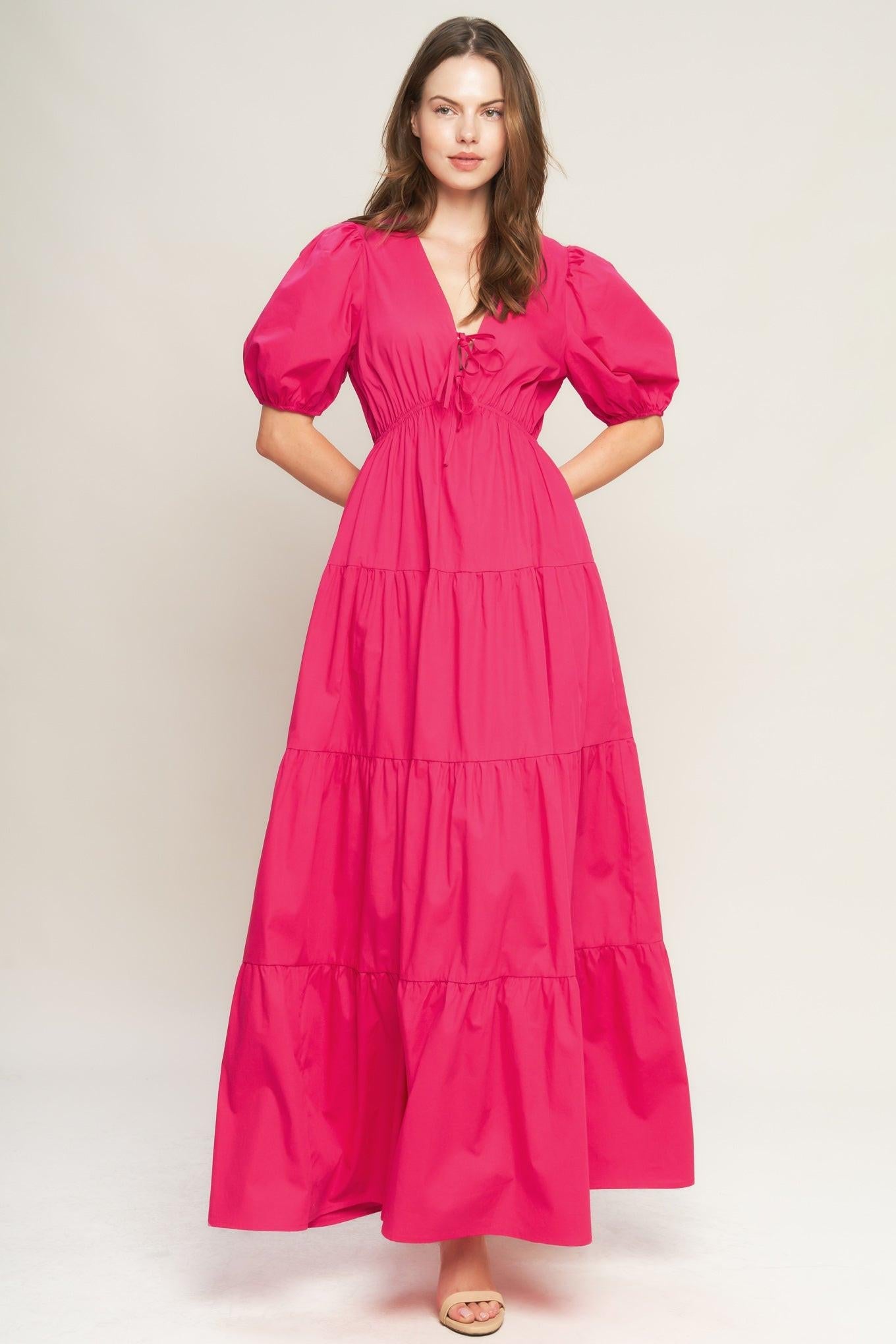 SUMMER GLOW FUCHSIA WOVEN MAXI DRESS - Glamourous Grace