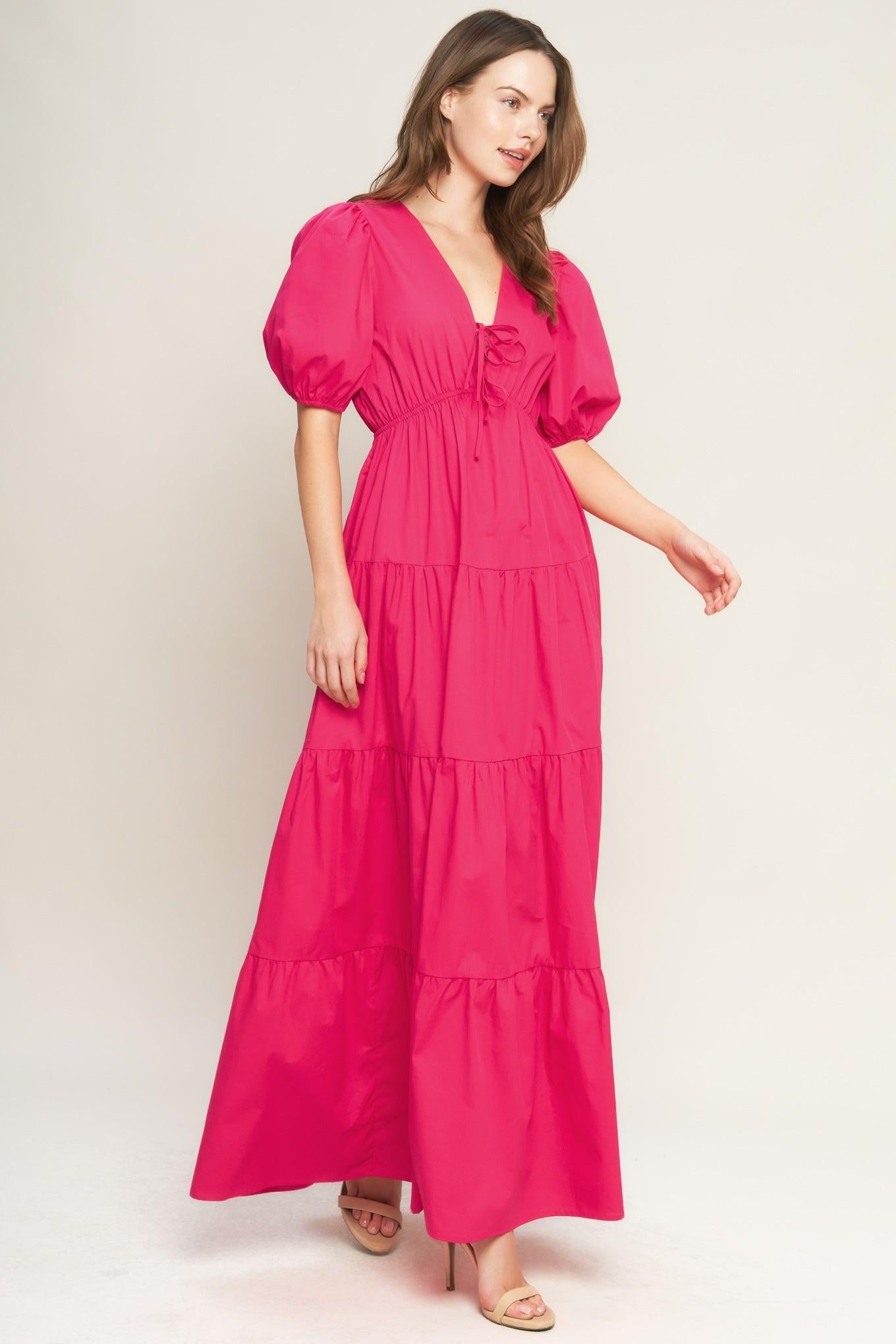 SUMMER GLOW FUCHSIA WOVEN MAXI DRESS - Glamourous Grace