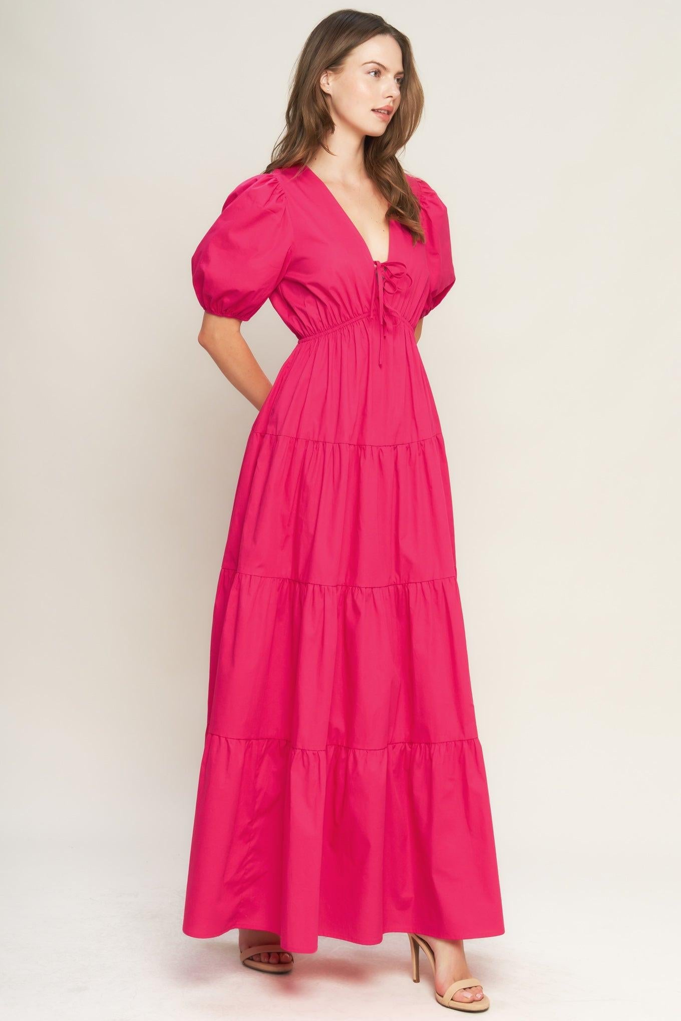 SUMMER GLOW FUCHSIA WOVEN MAXI DRESS - Glamourous Grace