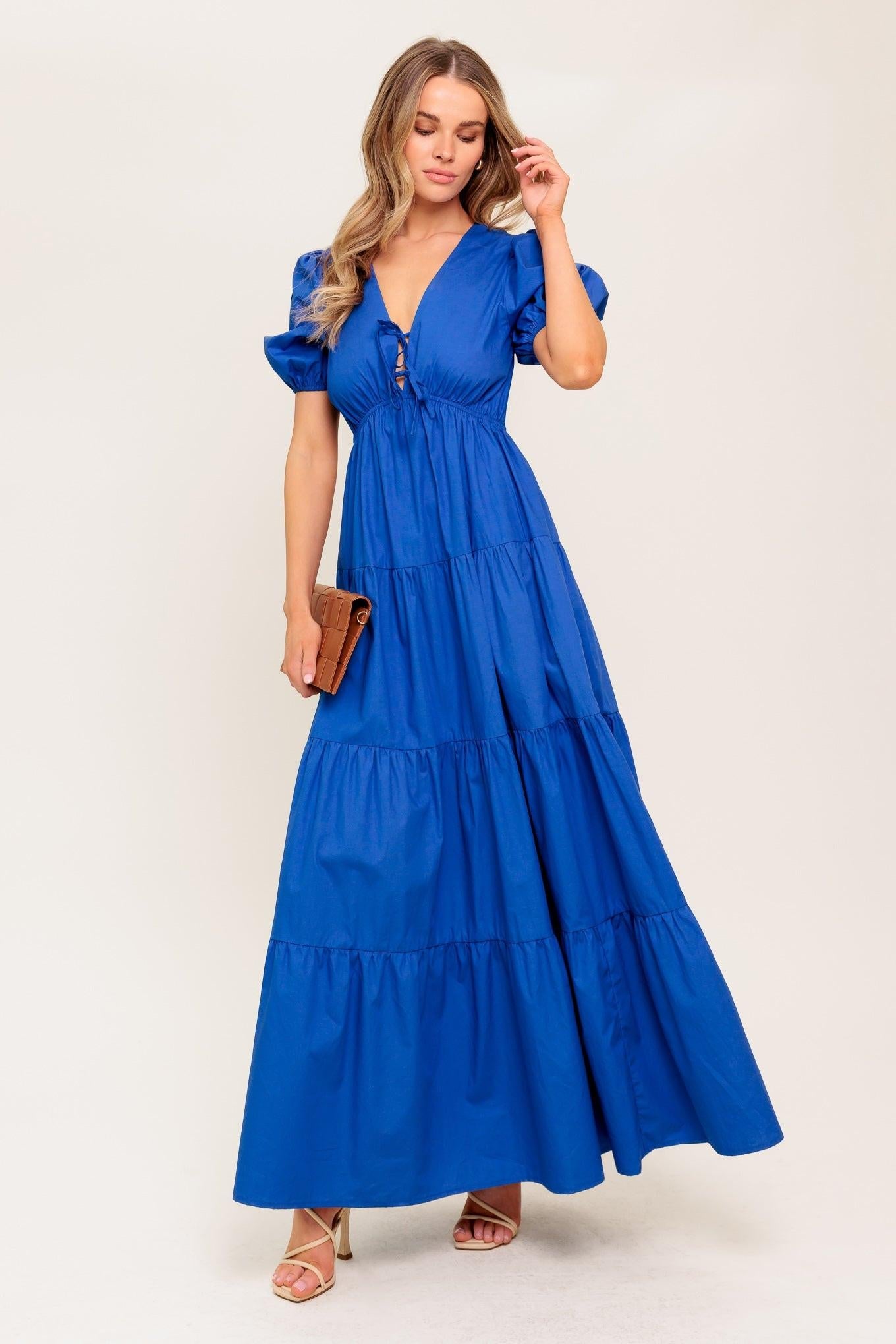 SUMMER GLOW ROYAL BLUE WOVEN MAXI DRESS - Glamourous Grace