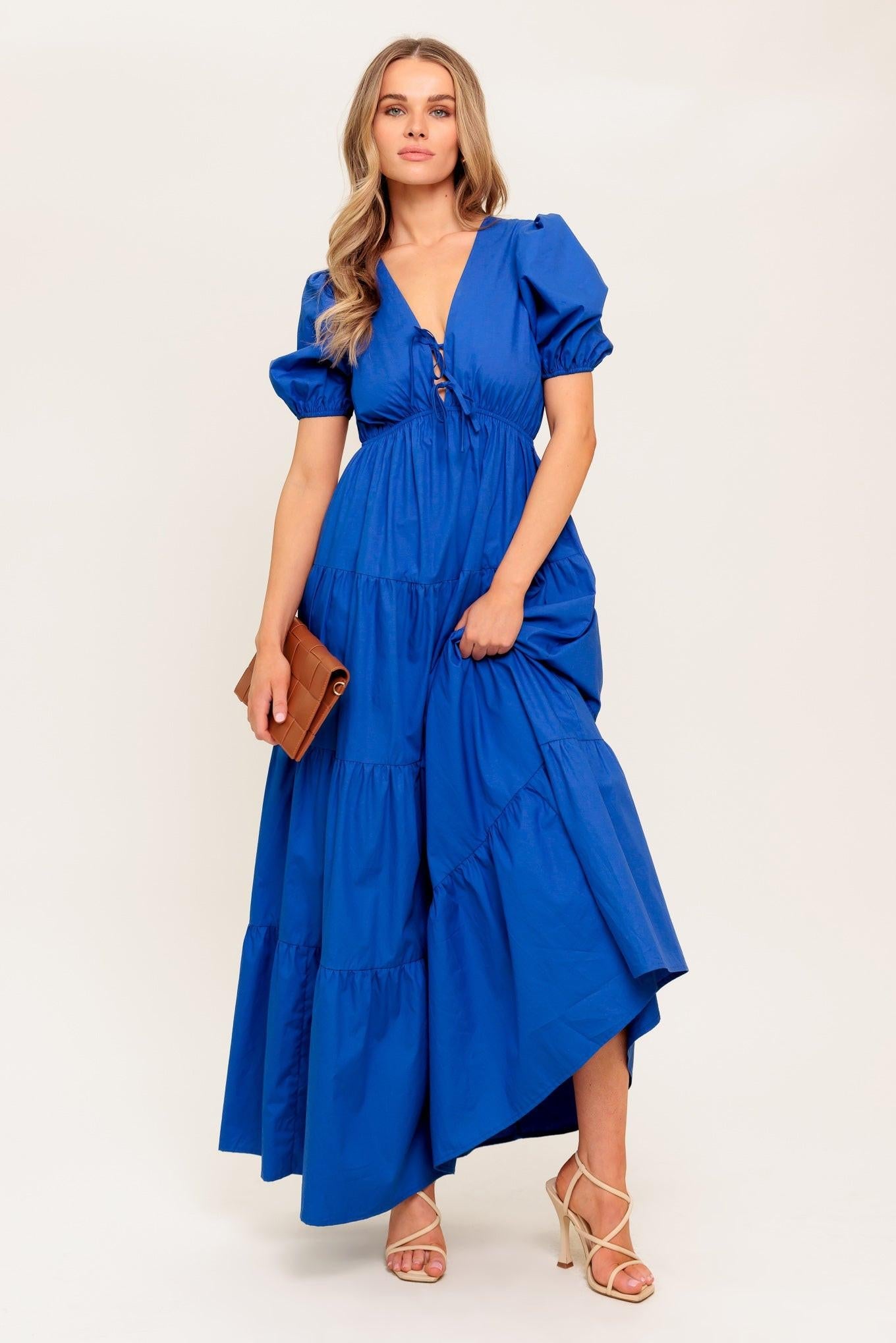 SUMMER GLOW ROYAL BLUE WOVEN MAXI DRESS - Glamourous Grace