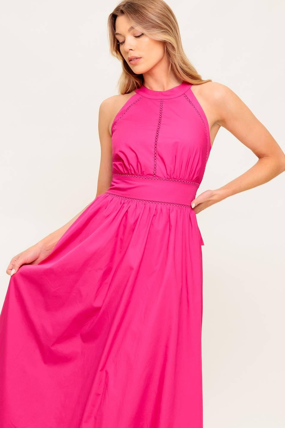 PEONY TOUCH FUCHSIA WOVEN MIDI DRESS - Glamourous Grace