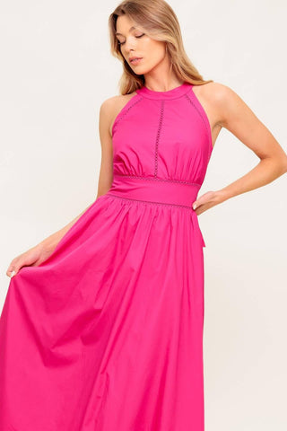 PEONY TOUCH FUCHSIA WOVEN MIDI DRESS - Glamourous Grace