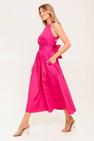 PEONY TOUCH FUCHSIA WOVEN MIDI DRESS - Glamourous Grace