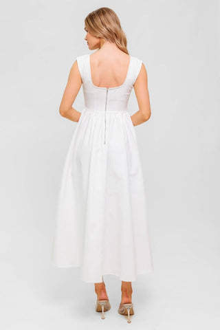 CANDLE VINE WHITE DENIM WOVEN MIDI DRESS - Glamourous Grace