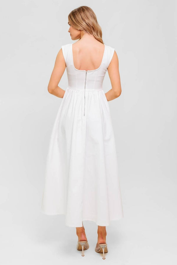 CANDLE VINE WHITE DENIM WOVEN MIDI DRESS - Glamourous Grace