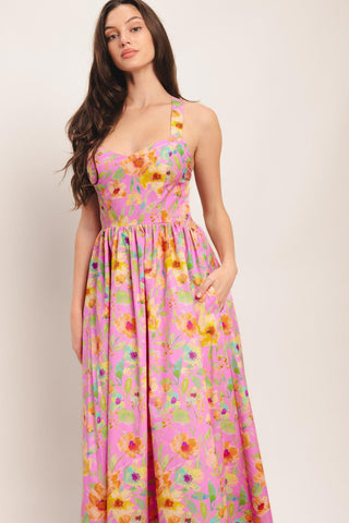 ROSY DAYDREAM WOVEN MIDI DRESS - Glamourous Grace