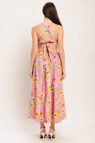 ROSY DAYDREAM WOVEN MIDI DRESS - Glamourous Grace