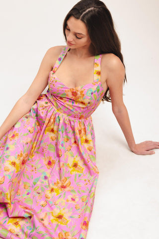 ROSY DAYDREAM WOVEN MIDI DRESS - Glamourous Grace