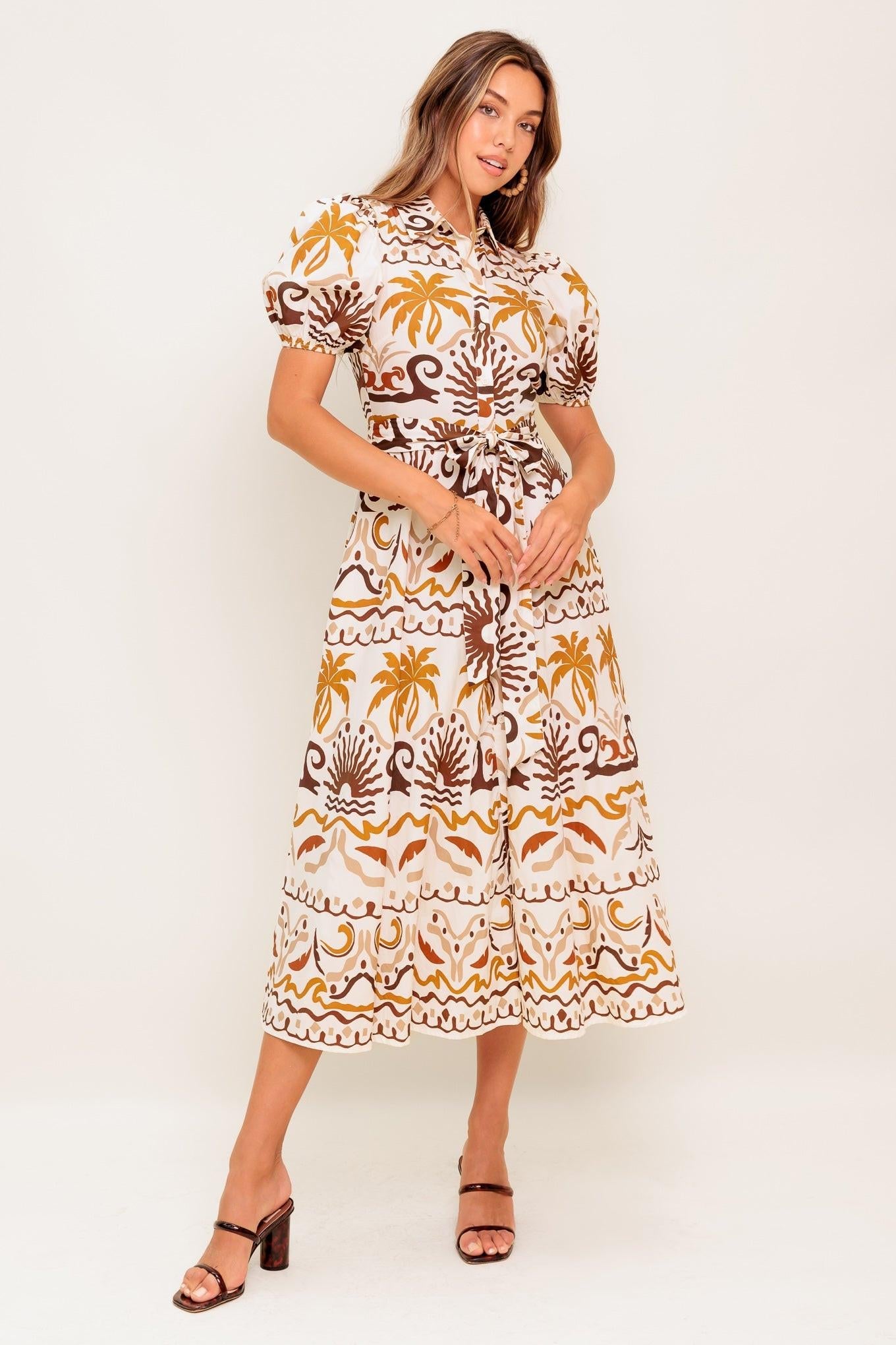 TROPICANA SUNSET WOVEN MIDI DRESS - Glamourous Grace