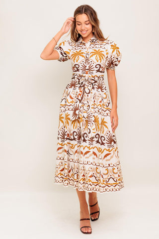 TROPICANA SUNSET WOVEN MIDI DRESS - Glamourous Grace