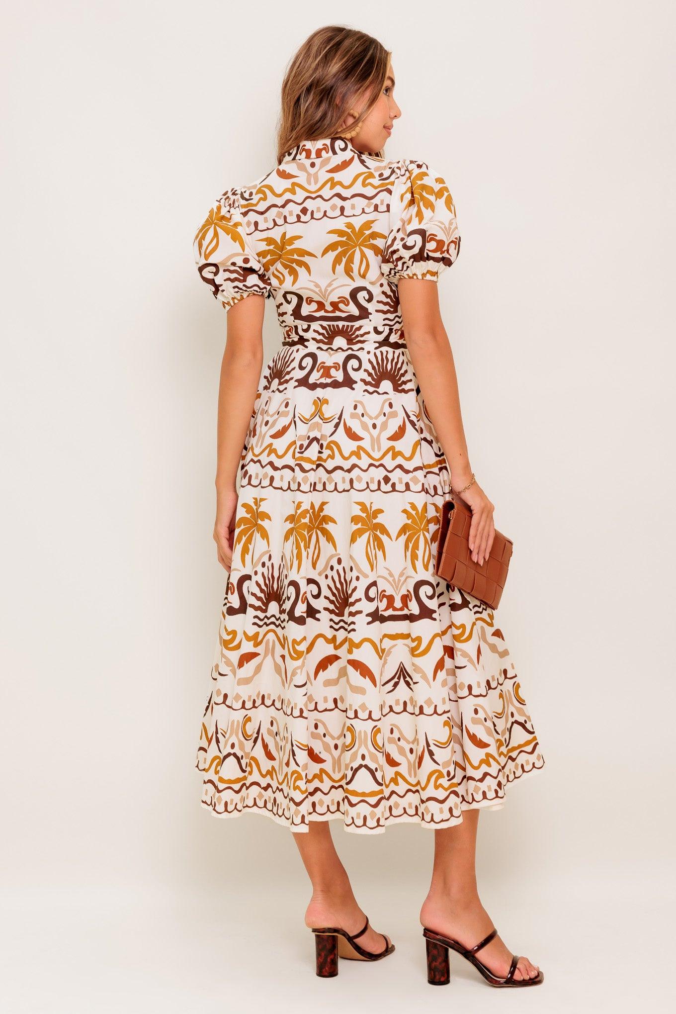 TROPICANA SUNSET WOVEN MIDI DRESS - Glamourous Grace