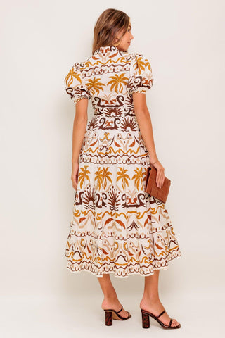TROPICANA SUNSET WOVEN MIDI DRESS - Glamourous Grace