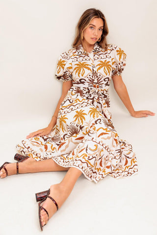TROPICANA SUNSET WOVEN MIDI DRESS - Glamourous Grace