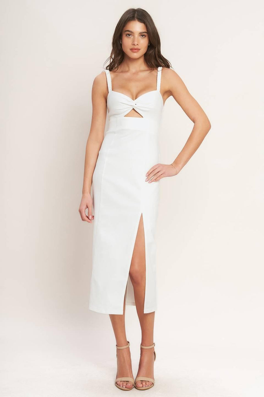 SILENT SHIN TWILL MIDI DRESS - Glamourous Grace