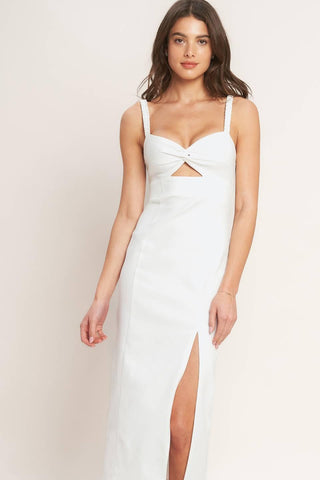 SILENT SHIN TWILL MIDI DRESS - Glamourous Grace