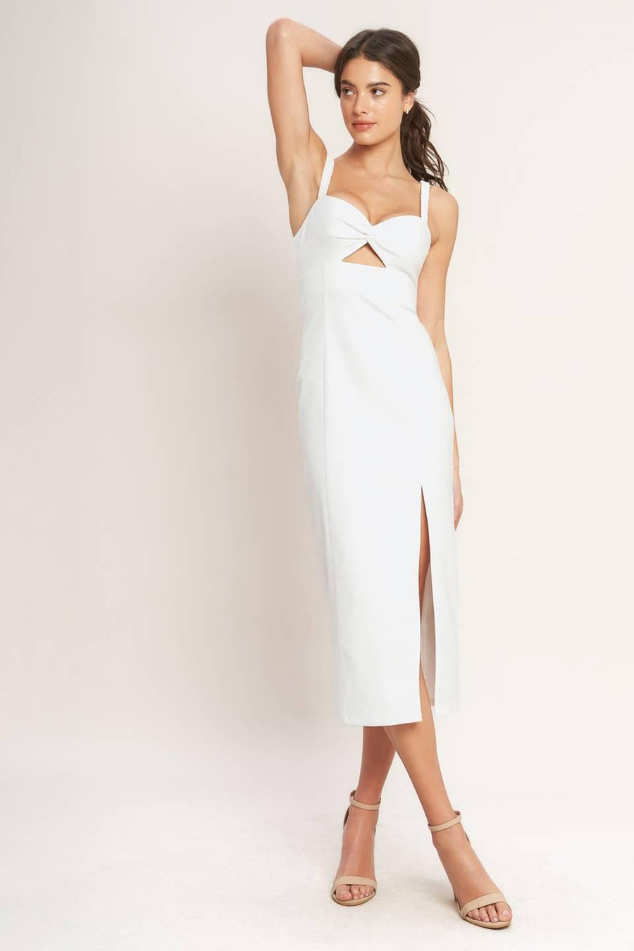 SILENT SHIN TWILL MIDI DRESS - Glamourous Grace