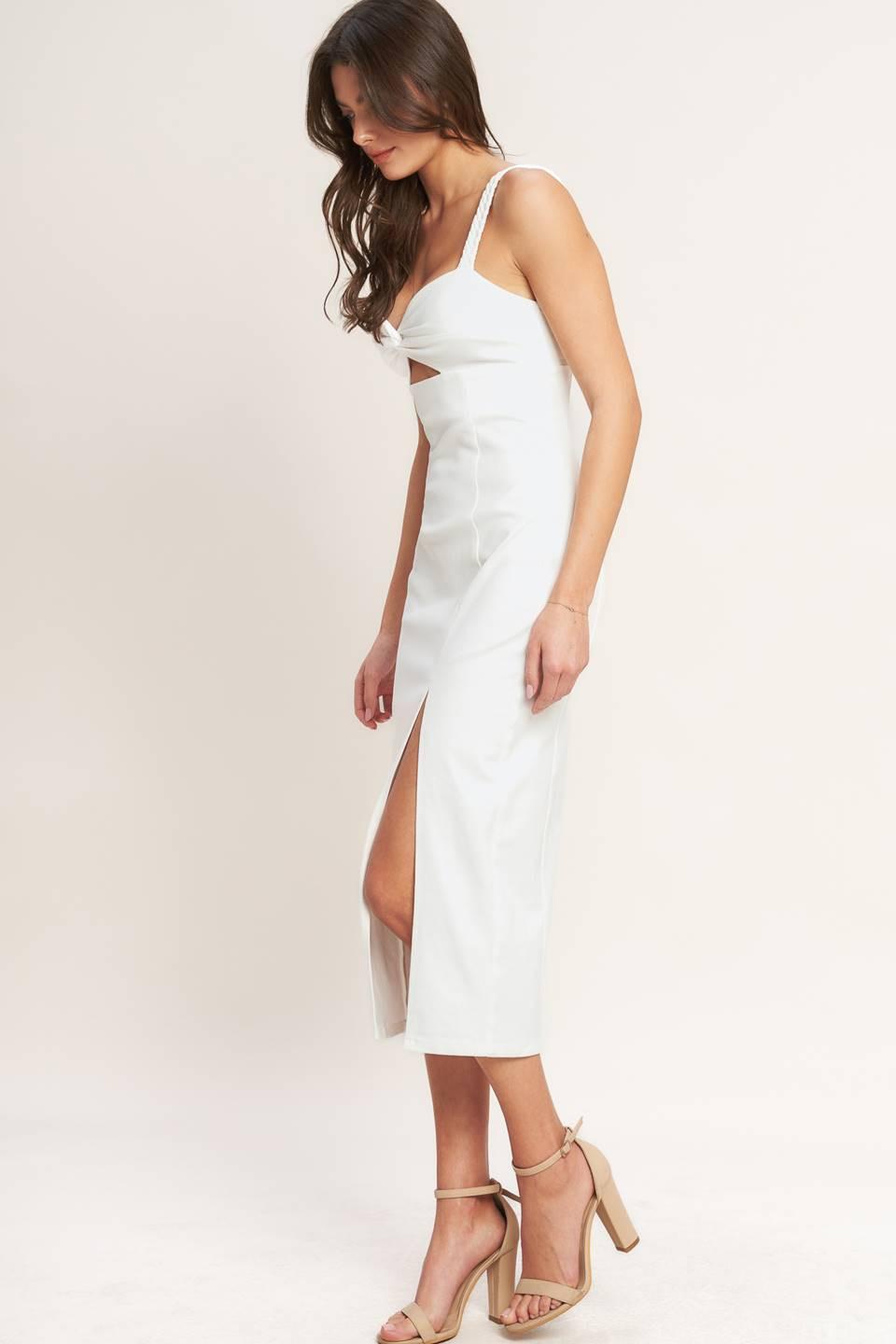 SILENT SHIN TWILL MIDI DRESS - Glamourous Grace