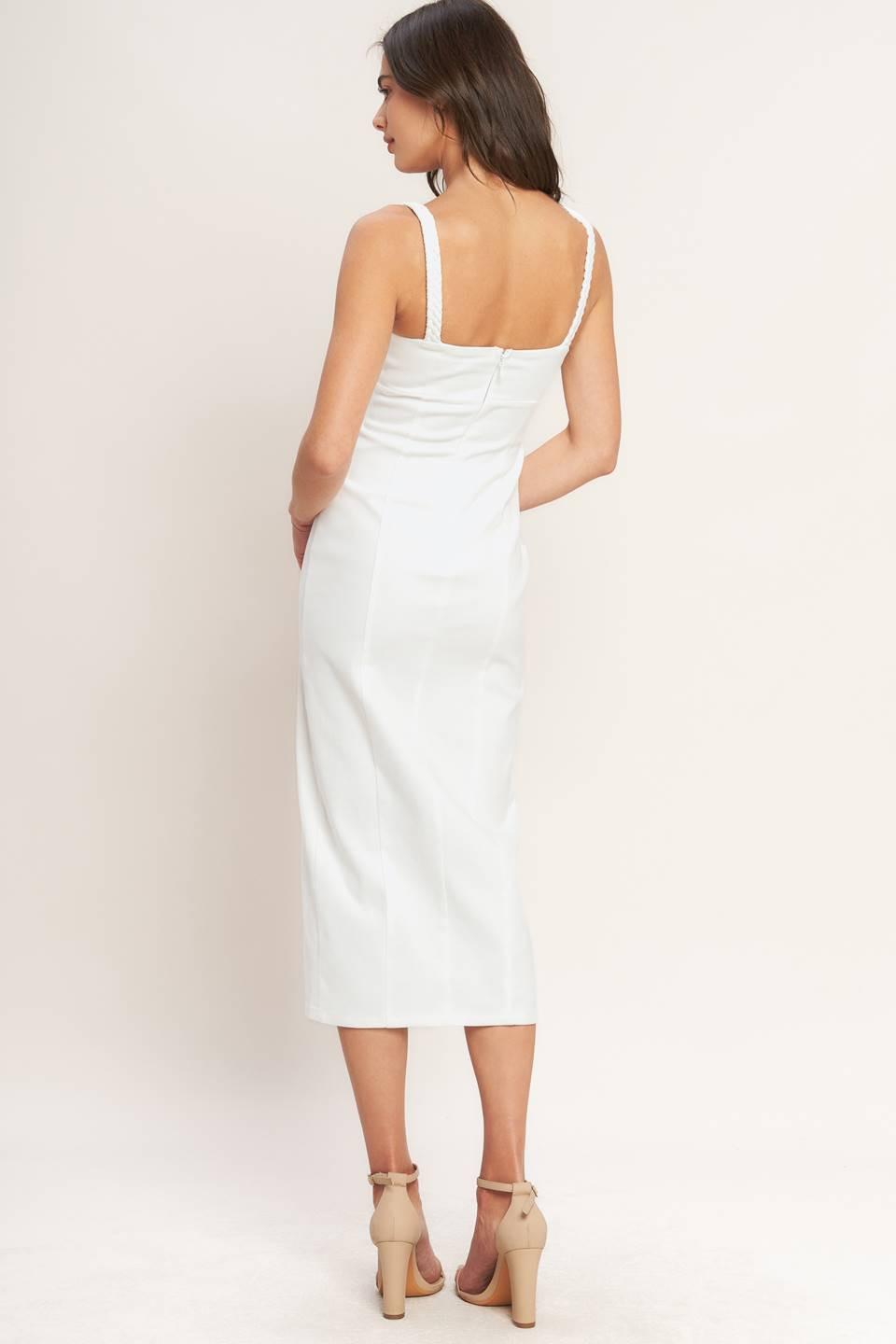 SILENT SHIN TWILL MIDI DRESS - Glamourous Grace