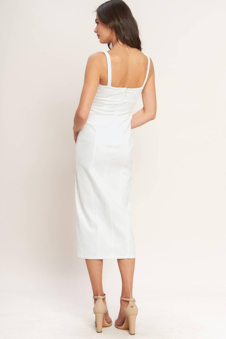 SILENT SHIN TWILL MIDI DRESS - Glamourous Grace